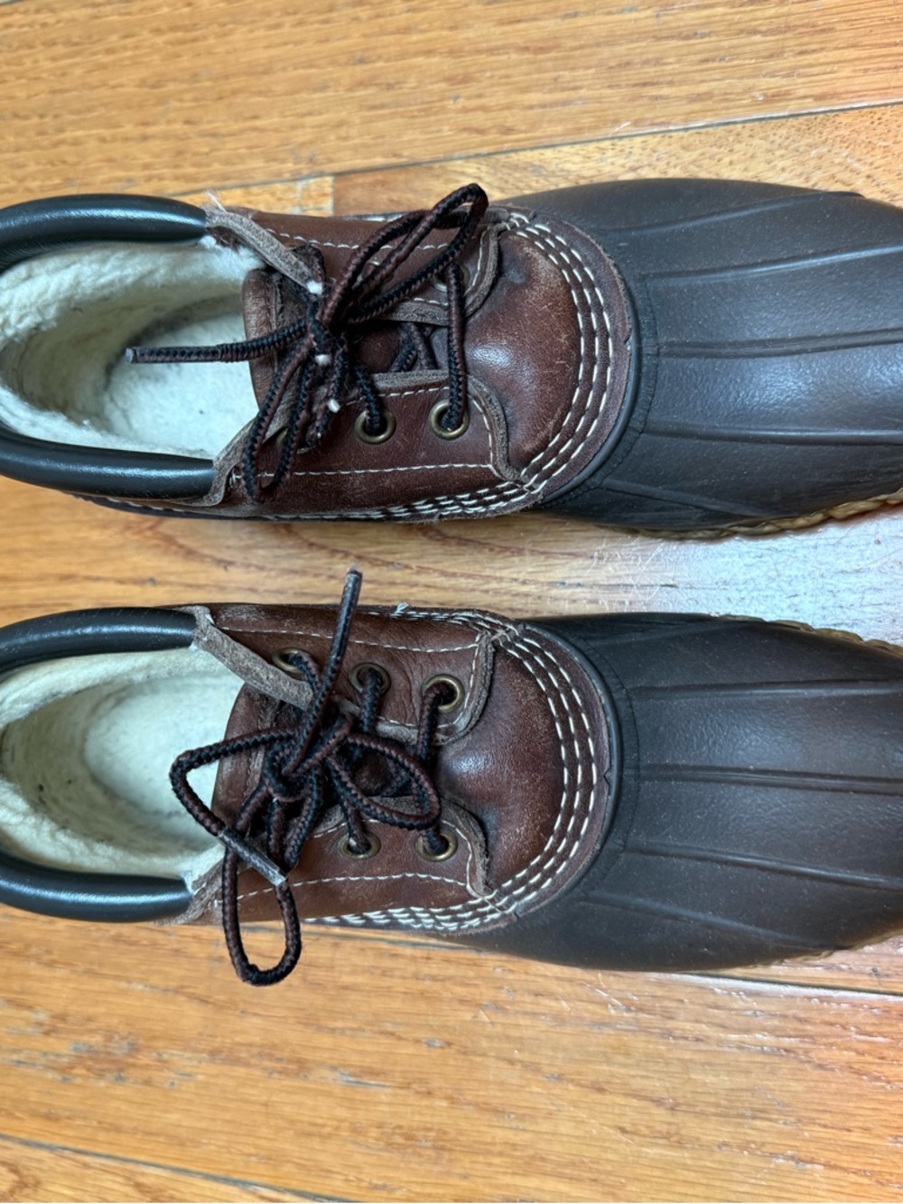 Women’s Brown Leather Duck Shoes with Rubber Toe